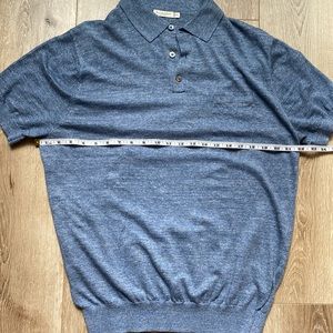 SuitSupply blue cotton linen polo